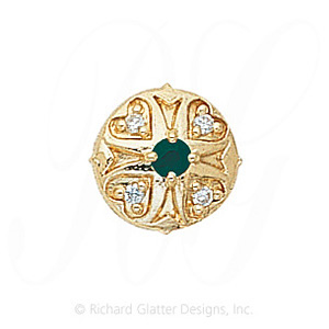 GS337 E/D - 14 Karat Gold Slide with Emerald center and Diamond accents 